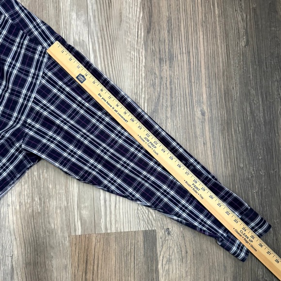 Ariat Mens Wrinkle Free Button Down Shirt Long Sleeve XL Blue White Purple Plaid - Picture 7 of 9